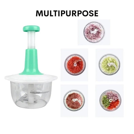 Manual Hand Push Chopper | Vegetable & Fruit Cutter | Food Processor for Quick Meal Prep - Mazmart