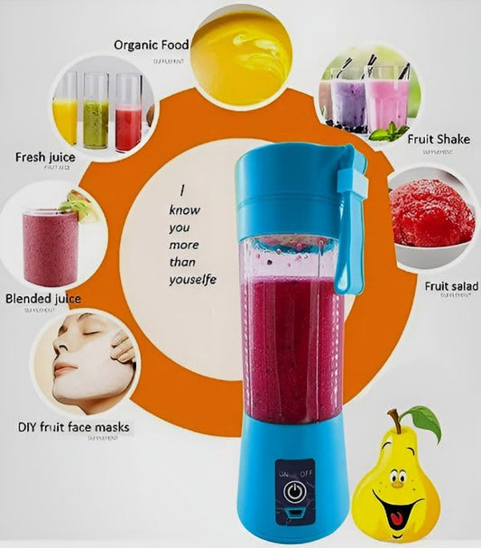 Portable Mini 6 Blade Juicer Blender | Rechargeable Outdoor Juicing Cup (380ml) - Mazmart.pk