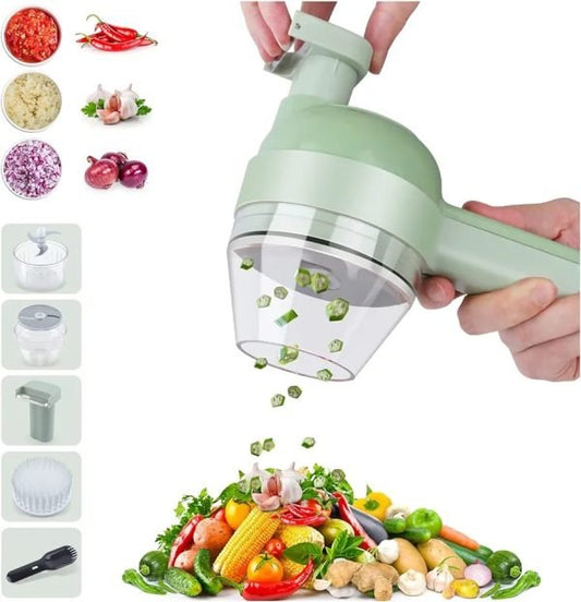 5 - in - 1 Electric Vegetable Chopper – Mini Food Processor with Egg Beater & Cleaning Brush - Mazmart