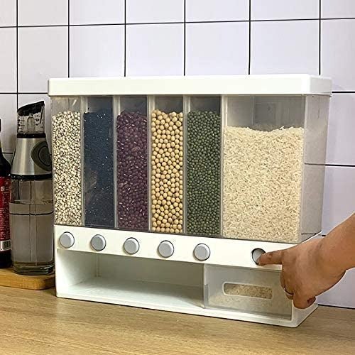 6 - in - 1 Wall - Mounted Food Dispenser — Airtight Cereal & Grain Organizer - Mazmart.pk
